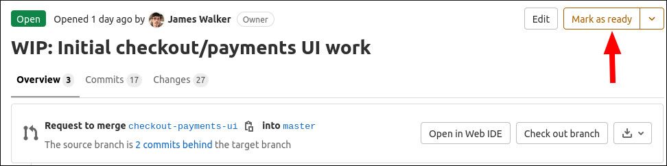 Скриншот: Draft Merge Request в GitLab