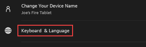 Пункт меню «Клавиатура и язык» в настройках