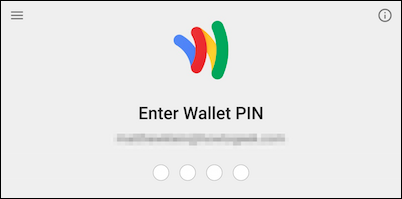 Экран: ввод PIN для Google Wallet