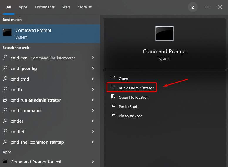 Запуск командной строки от имени администратора