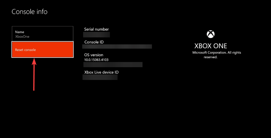 Информация о консоли и сброс консоли