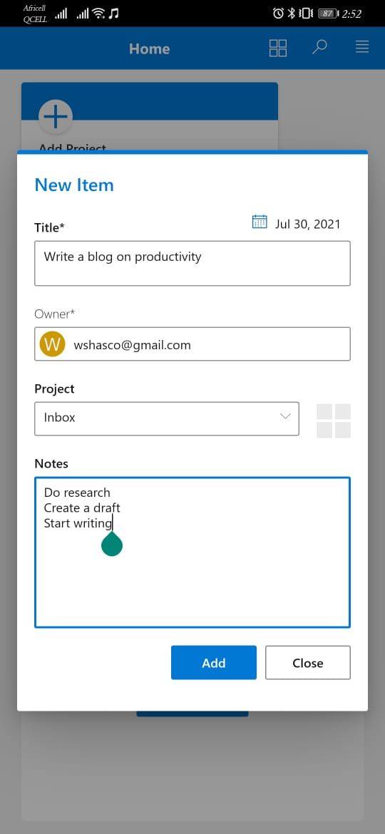 Скриншот приложения для сортировки задач по приоритету