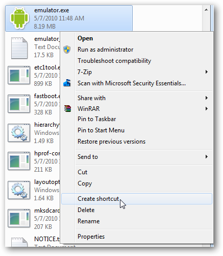 Создание ярлыка для запуска конкретного виртуального устройства