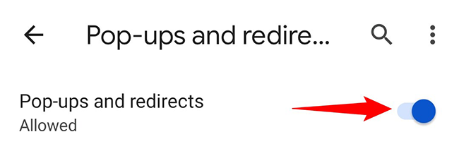 Включите опцию «Всплывающие окна и перенаправления».