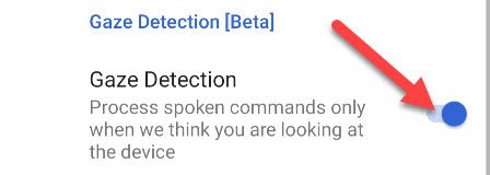 Переключатель «Gaze Detection» — включение детекции взгляда.
