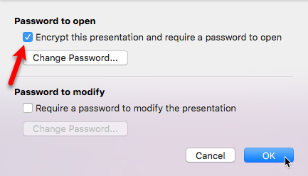 Настройки паролей в PowerPoint