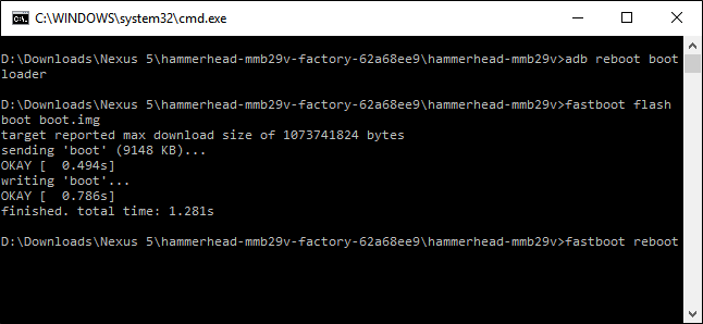 Перезагрузка после fastboot reboot