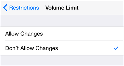 Параметр «Разрешить изменения» для ограничения громкости