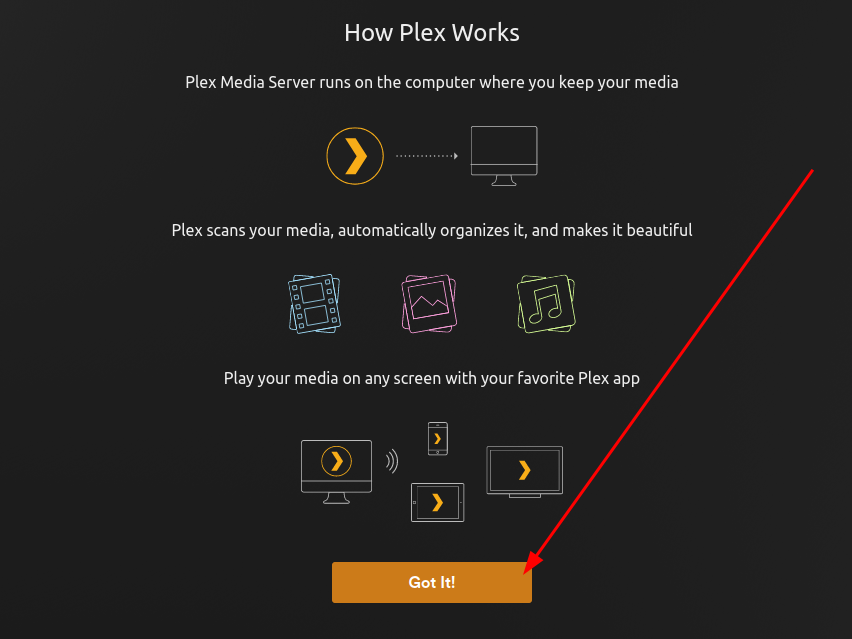 A Plex web UI webpage displaying how Plex works