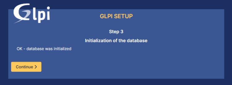 Инициализация базы данных GLPI