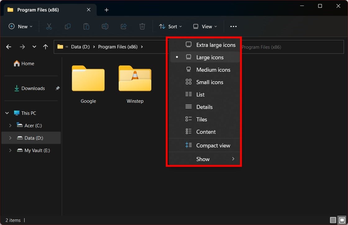 Выпадающее меню выбора макета
