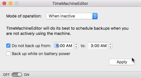 Интерфейс TimeMachineEditor с режимом Inactive