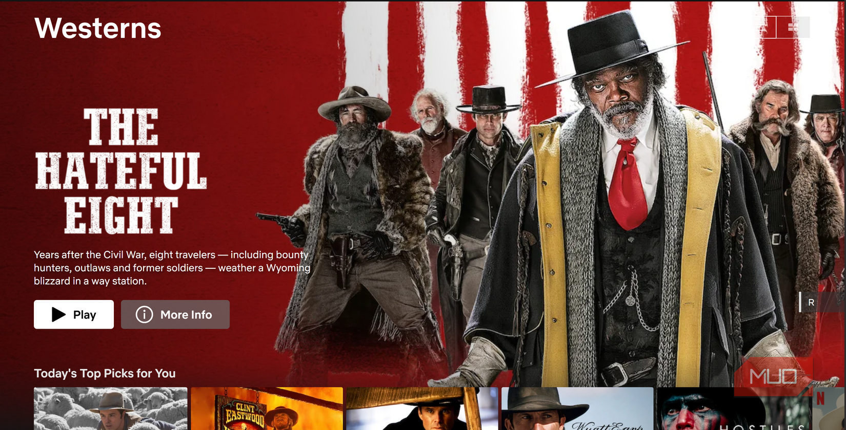 homepage della sezione Western di Netflix