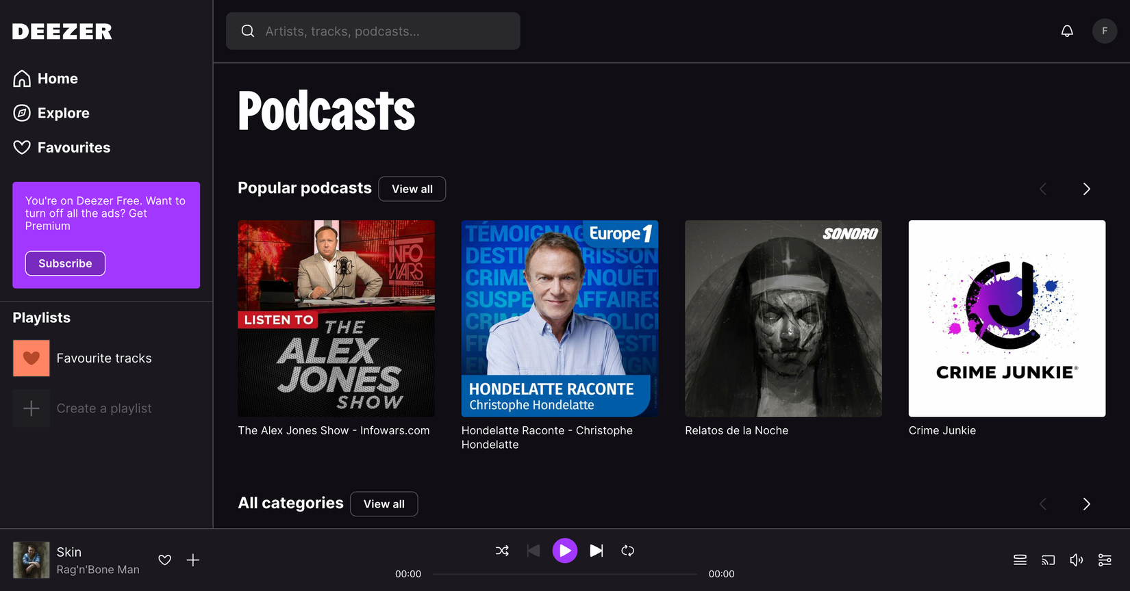 Подкасты в приложении Deezer
