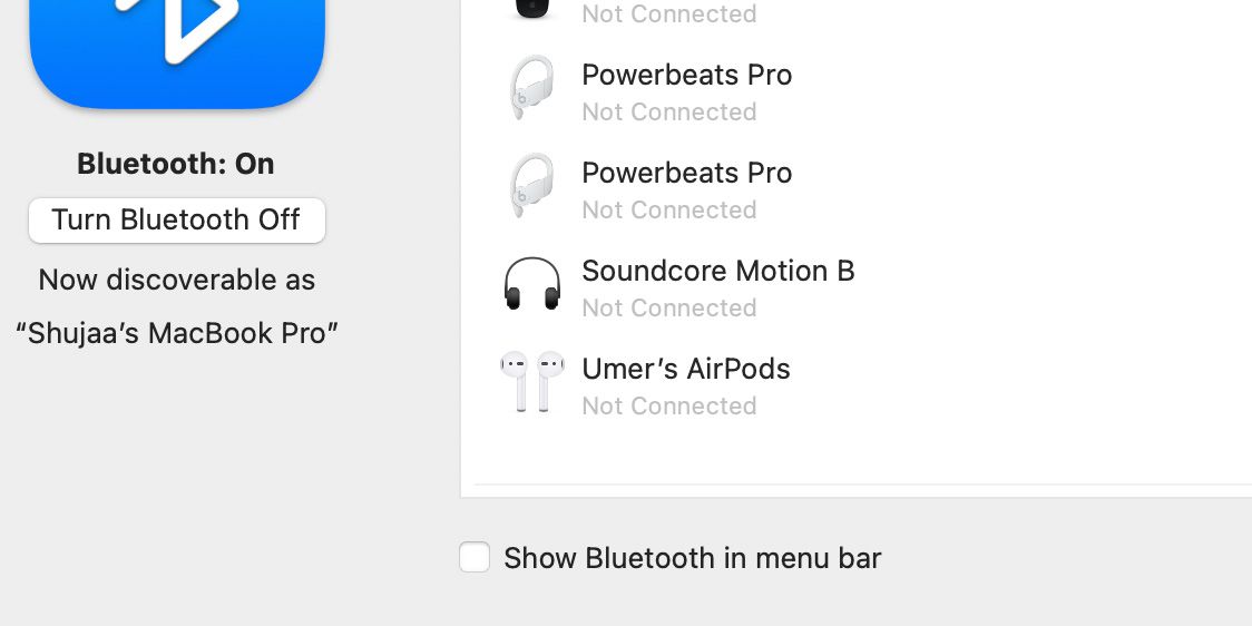 Скрыть статус Bluetooth из строки меню