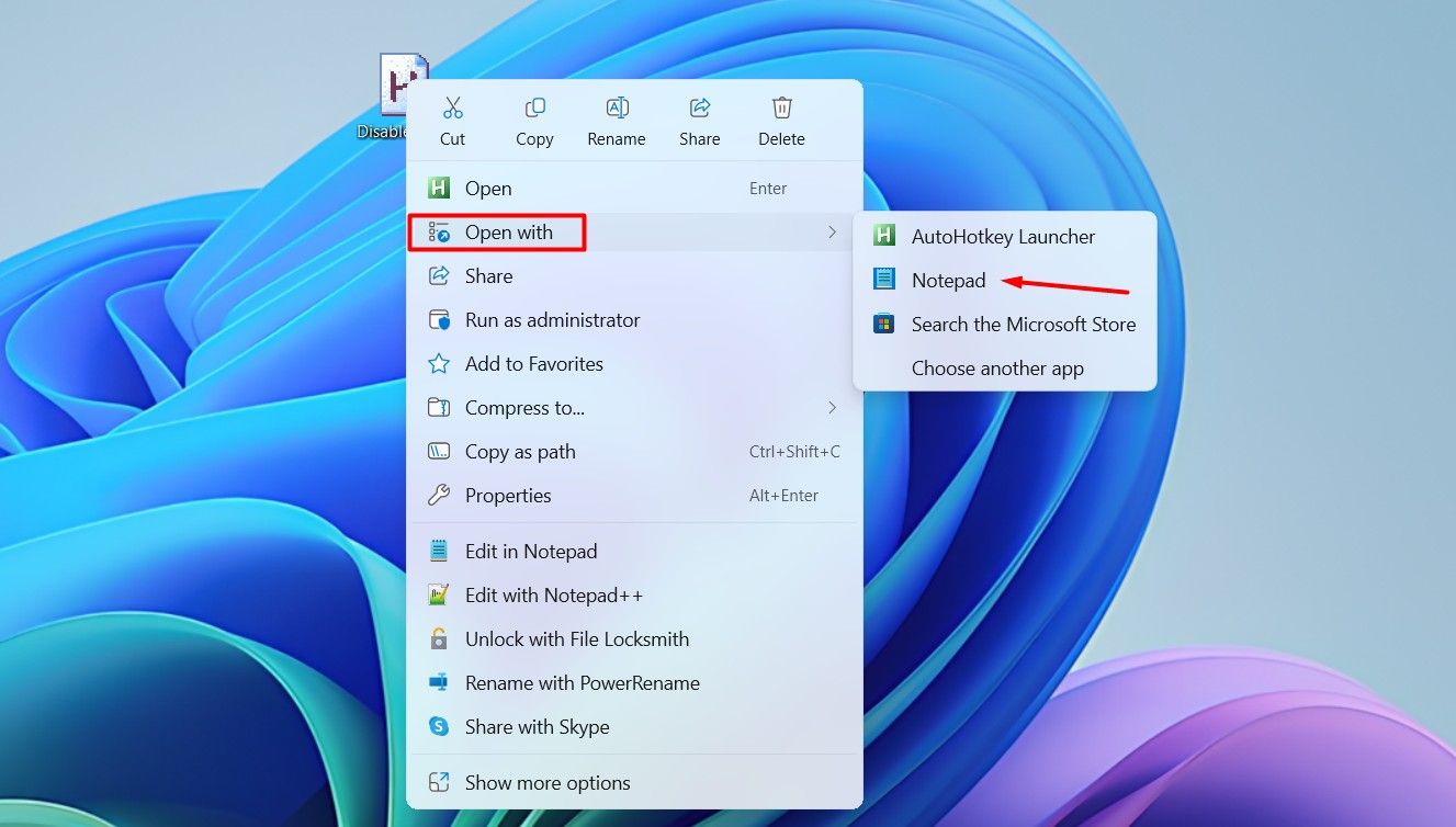 Открыть с помощью Блокнота.