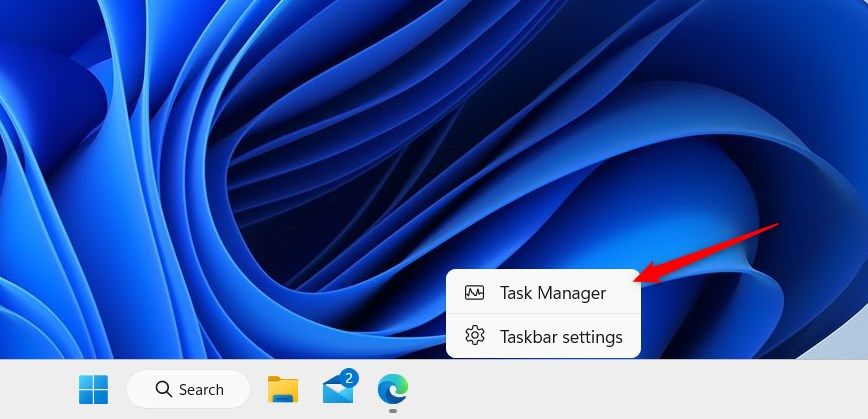 Контекстное меню панели задач в Windows 11