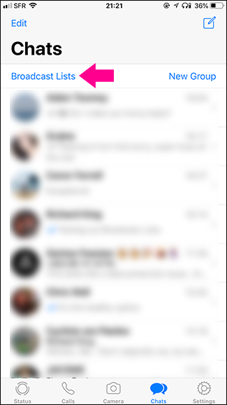 Экран списка рассылок iOS с кнопкой New List