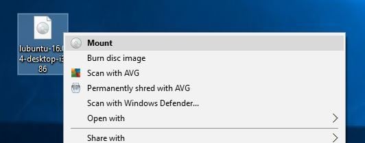 Опция Подключить в контекстном меню