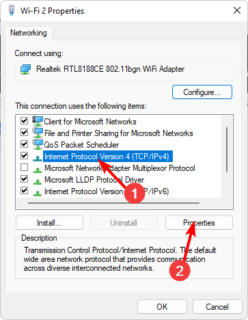 Выбор IPv4 или IPv6 перед нажатием на 