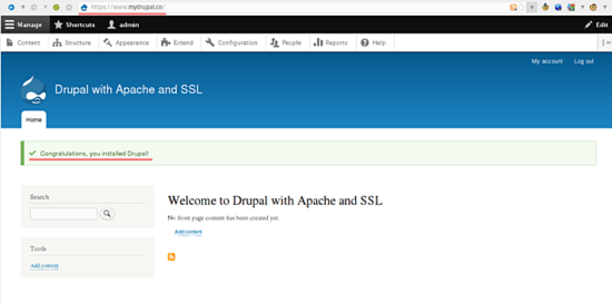 Установка Drupal завершена
