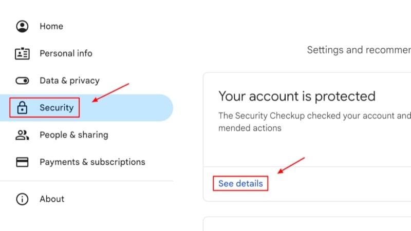 Изображение: настройки безопасности аккаунта Google
