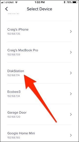 Список подключённых устройств в приложении Eero