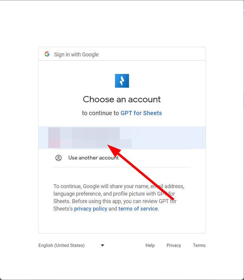 Выбор аккаунта Google для установки расширения