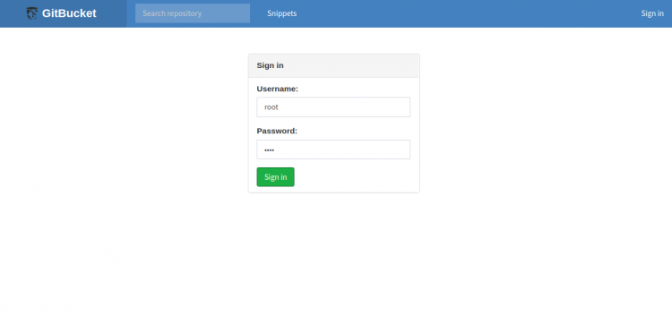 Окно авторизации GitBucket