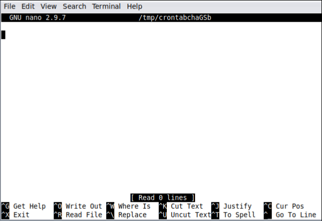 Таблица cron открыта в nano на OpenIndiana