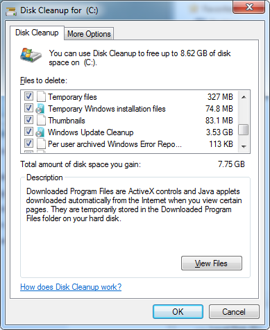 Очистка диска: удаление временных файлов установки Windows