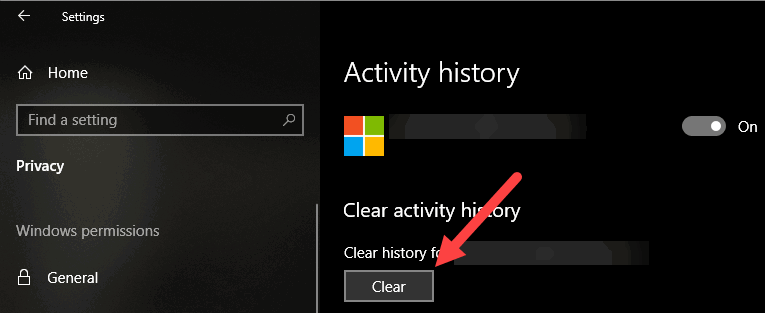 Кнопка «Clear» для удаления истории активности
