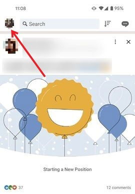 Фото профиля в приложении LinkedIn для Android
