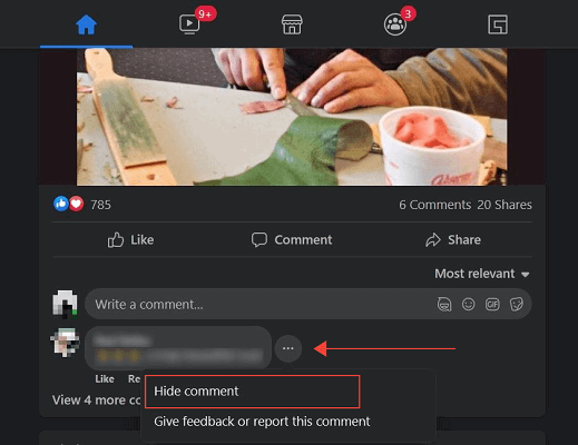 Delete Facebook Comments Desktop Hide Comments