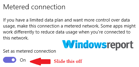 Переключатель платного подключения в параметрах сети