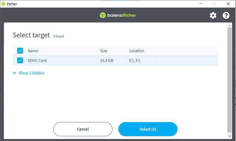 Select target to flash