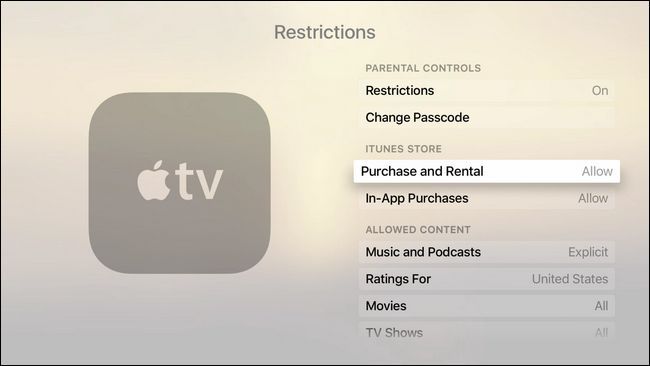 Изображение: настройки iTunes Store с переключателями для покупок и внутриигровых платежей