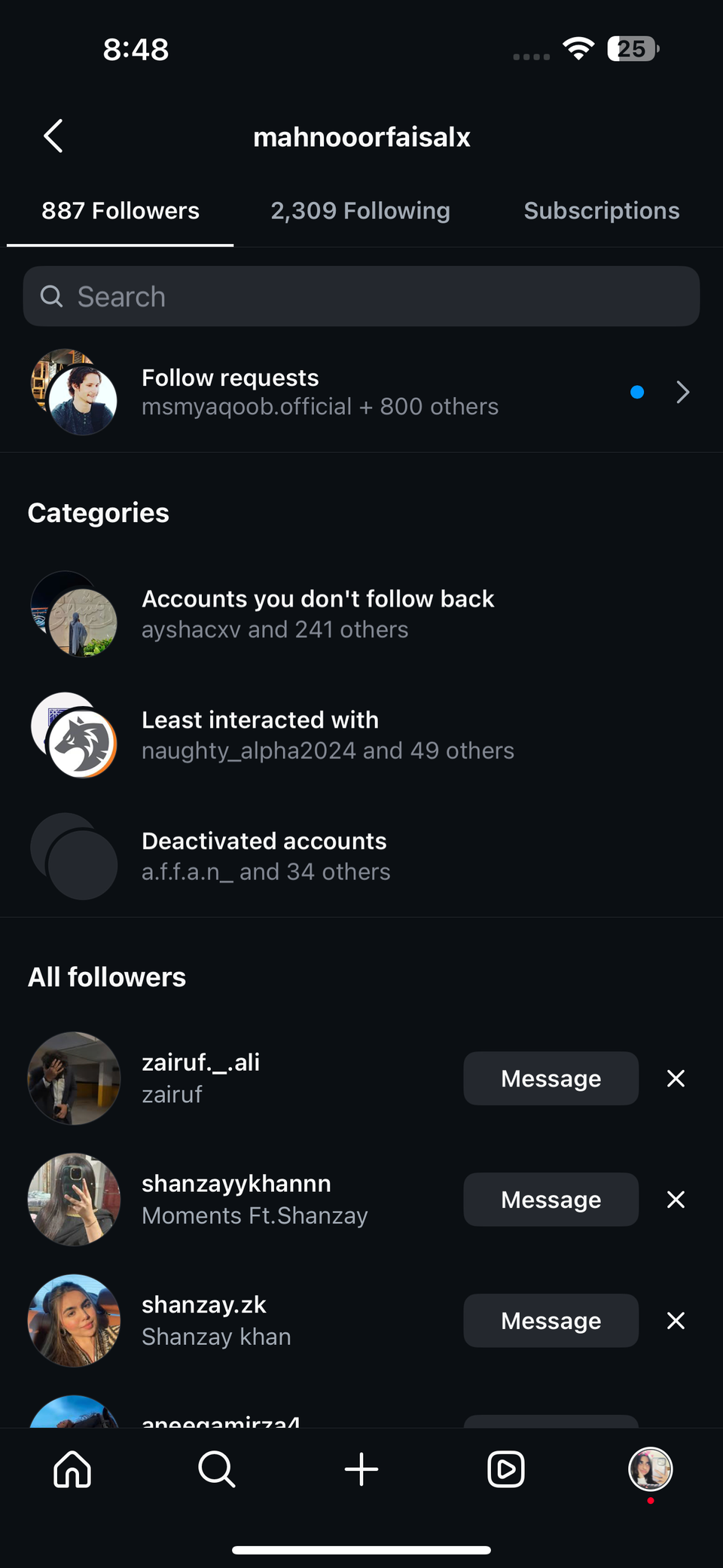 Instagram Followers list