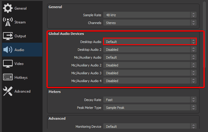 global audio devices disabled