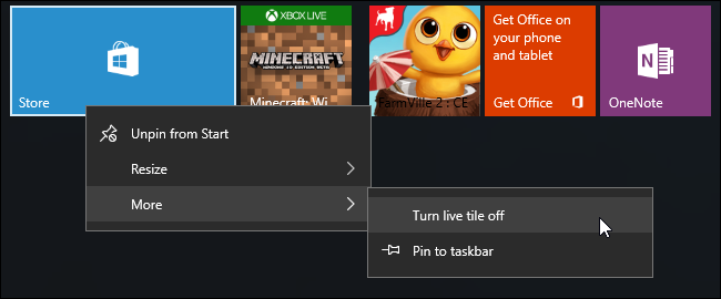 Плитки меню Пуск с живой плиткой