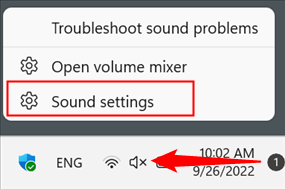 Right-click the audio icon on the Taskbar, then click 