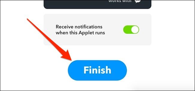 IFTTT — Кнопка Завершить