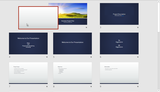 Перемещение слайда