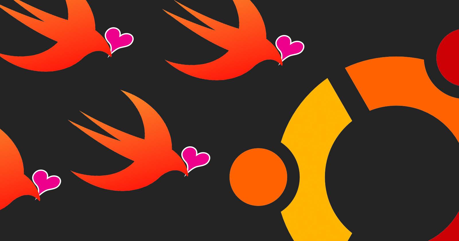 Логотип Swift поверх фона Ubuntu