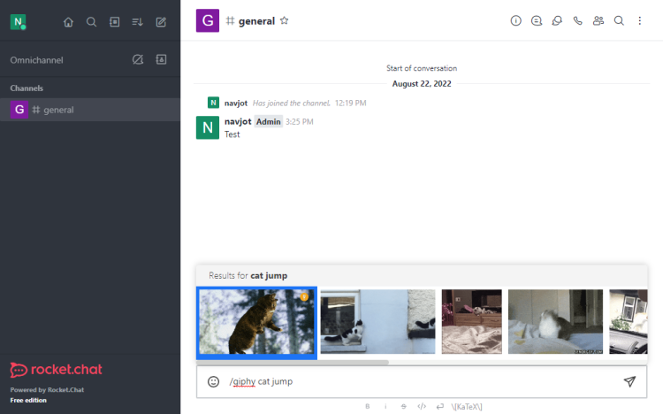 Поиск GIPHY в Rocket.Chat