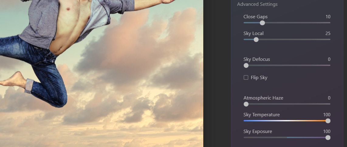 Дополнительные настройки неба — скриншот