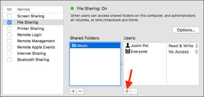 Папка добавлена в список Shared Folders