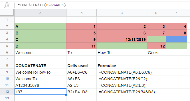CONCATENATE используется для базового объединения ячеек, без оператора &