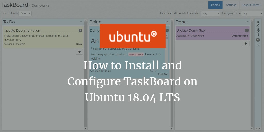 Установка TaskBoard на Ubuntu 18.04
