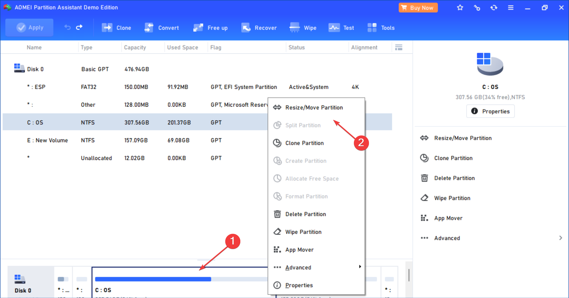 resize partition to merge unallocated space windows 11